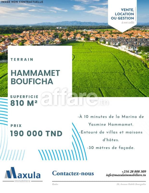 À VENDRE TERRAIN DE 810M² À BOUFICHA