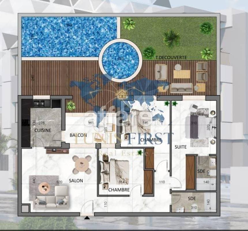 A vendre appartement S+3 à La Nouvelle Soukra