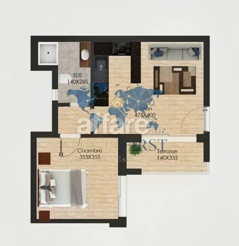 A Vendre Coquet Appartement S+1 à Ain Zaghouan Nord