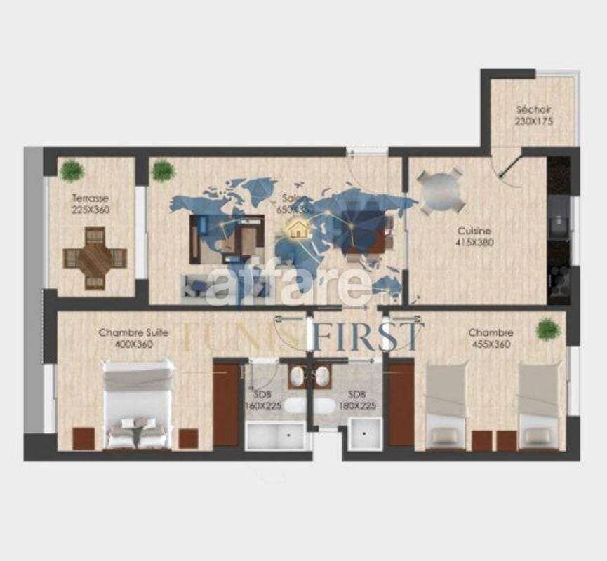 A Vendre Appartement S+2 à Ain Zaghouan Nord