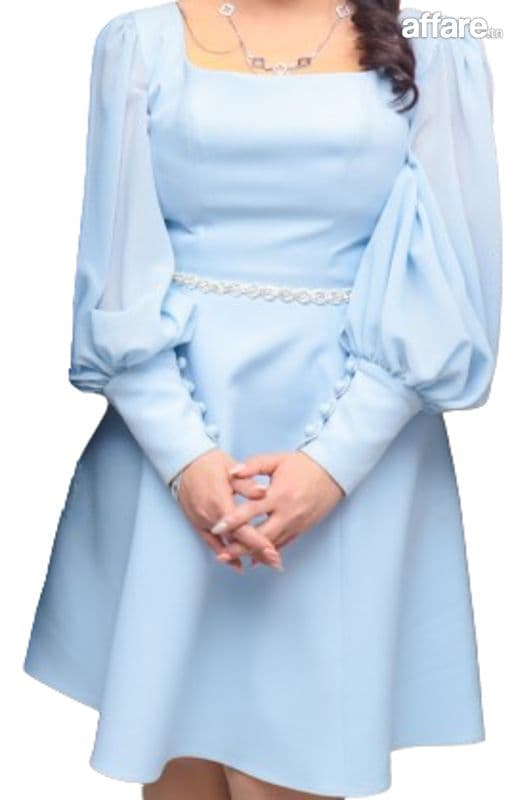 Robe Fiancaille bleu ciel Satinée