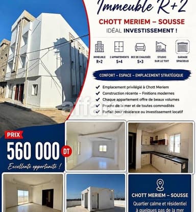 À VENDRE IMMEUBLE À FORT POTENTIEL LOCATIF CHOTT MERIEM