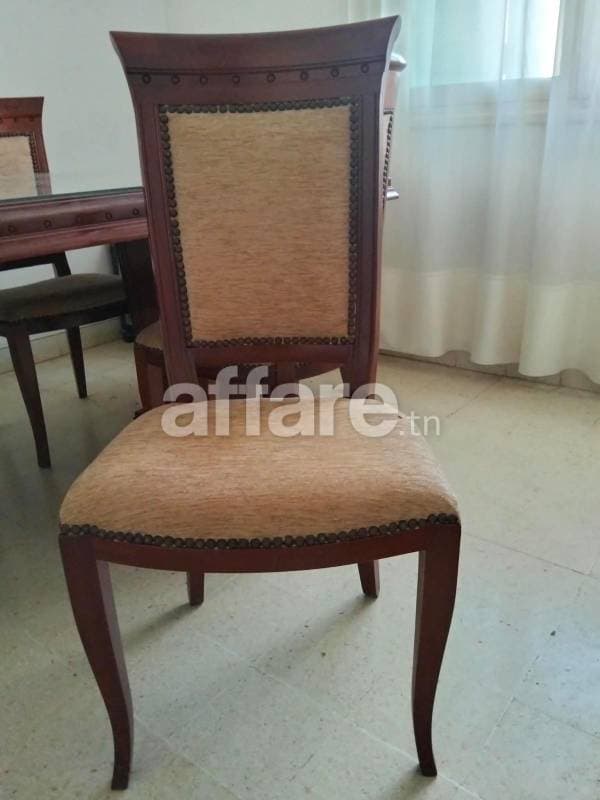 SAM complète Table avec Plateau Verre + 6 Chaises Assorties