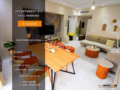 À Vendre Appartement S+2 meublé avec parking à mahdia