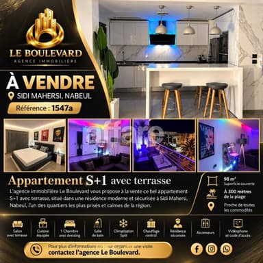 A vendre Appartement S+1 à Sidi Mahersi Nabeul
