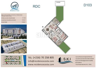Appartement S+2 avec jardin à vendre à Chott Meriem