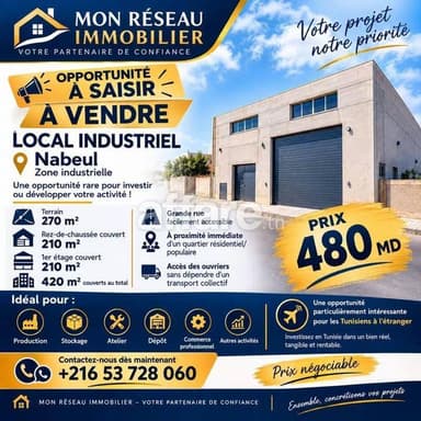 À VENDRE Nabeul Zone Industrielle