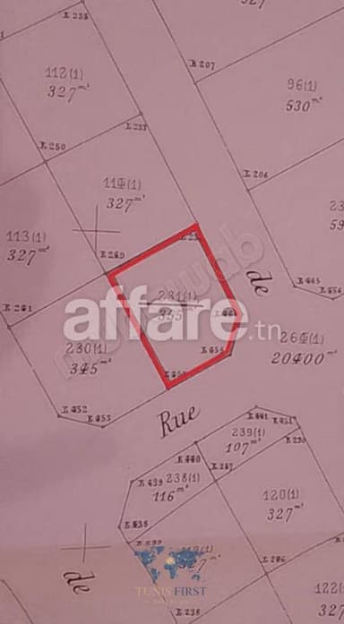 A Vendre Terrain de 355 m² à La Marsa Sidi Abd Laziz
