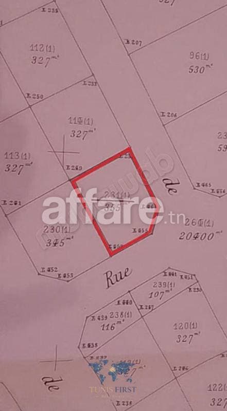 A Vendre Terrain de 355 m² à La Marsa Sidi Abd Laziz