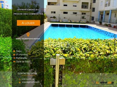 Pour Location scolaire s+1 avec piscine à mahdia