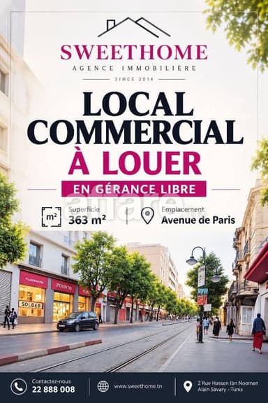 Local commercial de 363 m² à louer Avenue de Paris