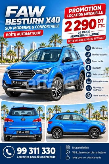 Location FAW Besturn X40 automatique 2 290 DT mois