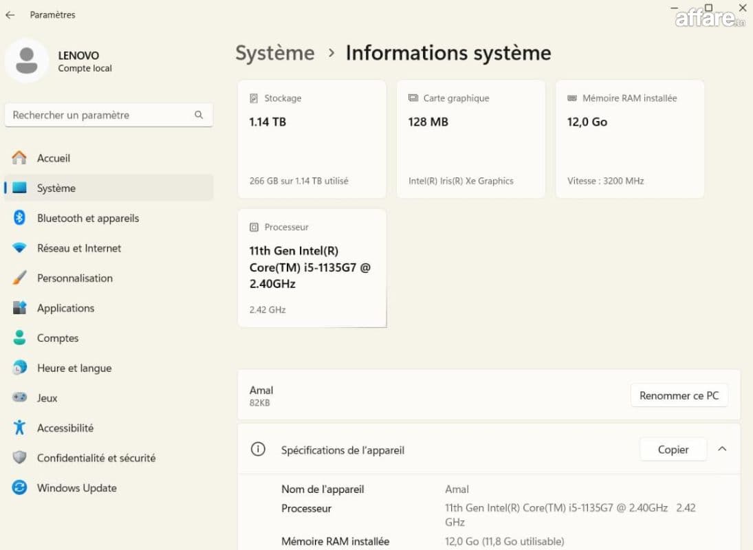 PC Lenovo IdeaPad i5 11th Gen 