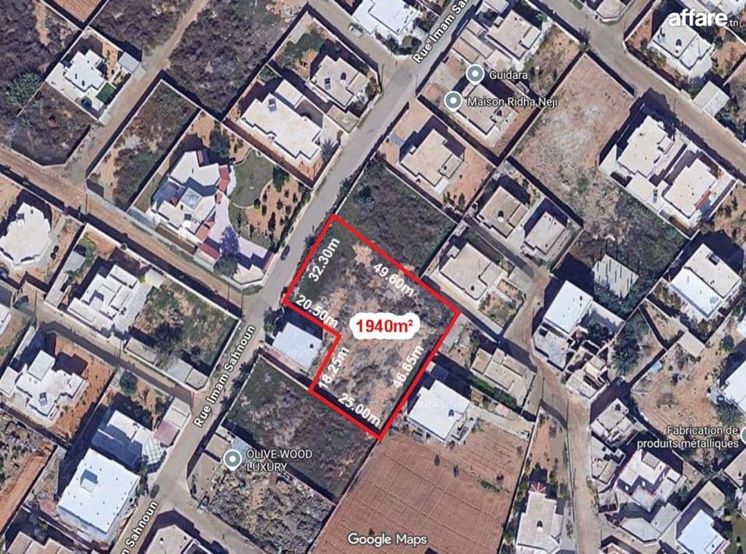 Terrain de 1 940 m² – Route Saltnia km 5, Sfax