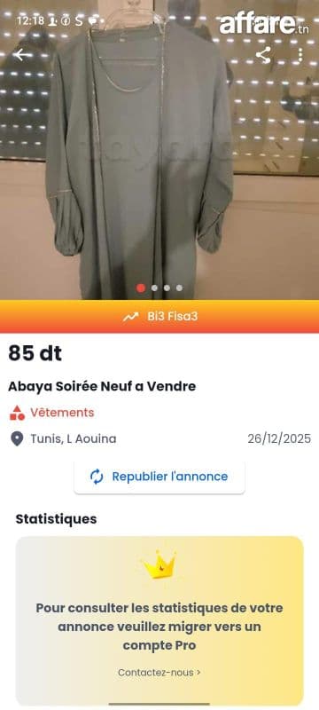 Abaya soirée neuf a vendre