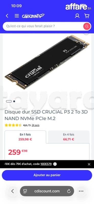 Ssd Nvme Crucial 2t comme neuf 