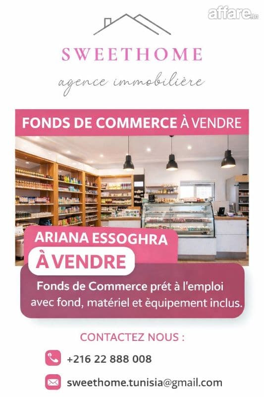 Fonds de commerce à vendre à Ariana Essoghra 