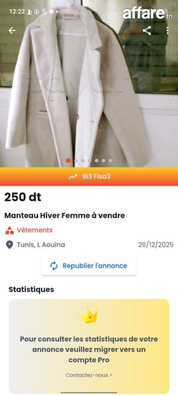 Manteau hiver neuf emporté a vendre