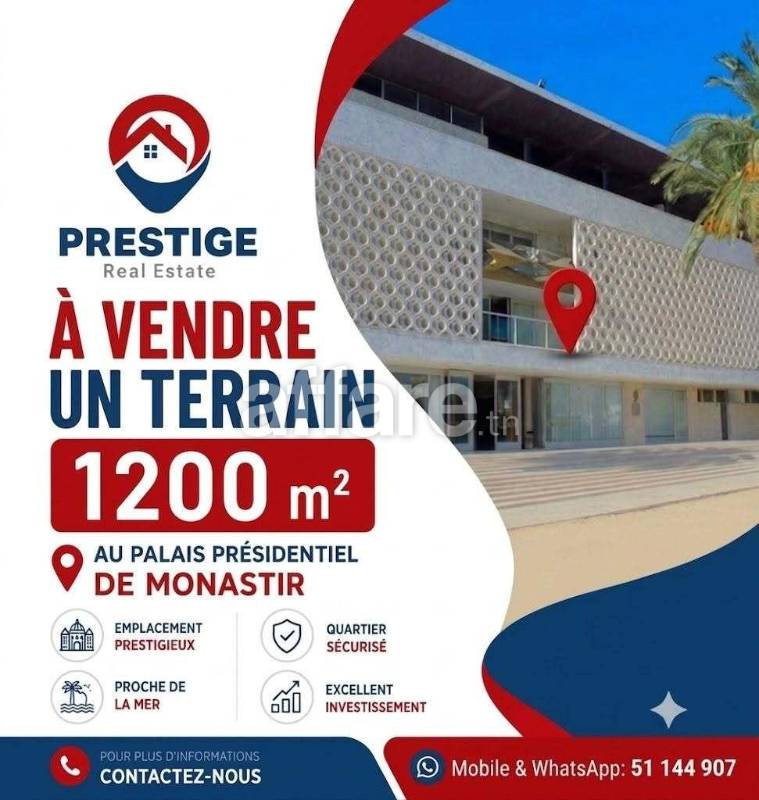 À vendre un Terrain au Palais Présidentiel de Monastir